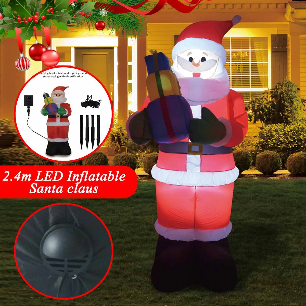2.4m LED Santa Claus Inflatable Christmas LED Santa Claus Toy + Blower for Christmas Garden Outdoor Decoration EU/US PLUG
2.4m LED Santa Claus Inflatable Christmas LED Santa Claus Toy + Blower for Christmas Garden Outdoor Decoration EU/US PLUG