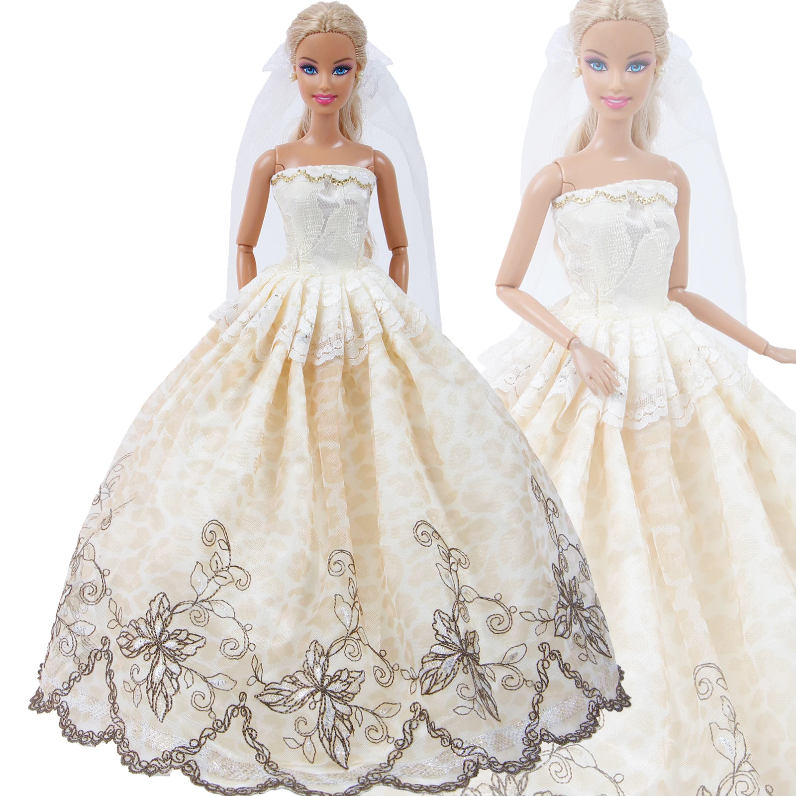 High Quality Handmade Doll Dress Wedding Party Evening Wear Skirt Bridal Gown + Lace Veil Clothes for Barbie Doll Accessories
High Quality Handmade Doll Dress Wedding Party Evening Wear Skirt Bridal Gown + Lace Veil Clothes for Barbie Doll Accessories