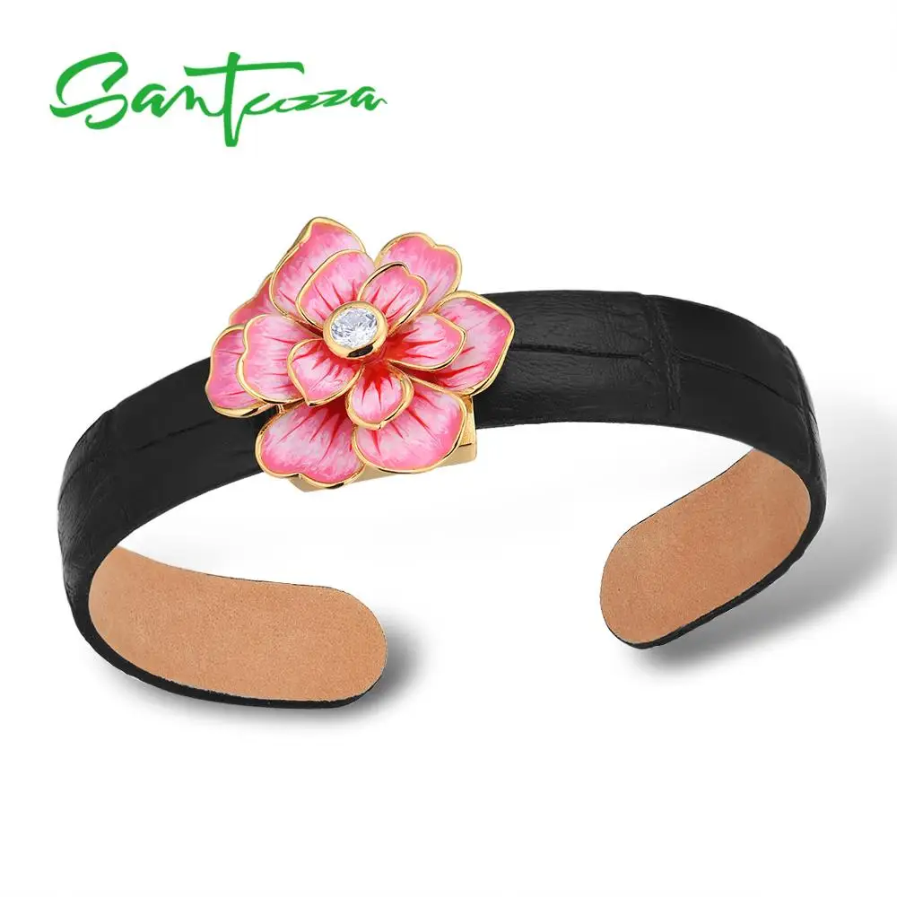 SANTUZZA Silver Bracelet Bangle for Women 925 Sterling Silver Adjustable Bangle Flower Black Genuine Leather Chic Jewelry Enamel
SANTUZZA Silver Bracelet Bangle for Women 925 Sterling Silver Adjustable Bangle Flower Black Genuine Leather Chic Jewelry Enamel