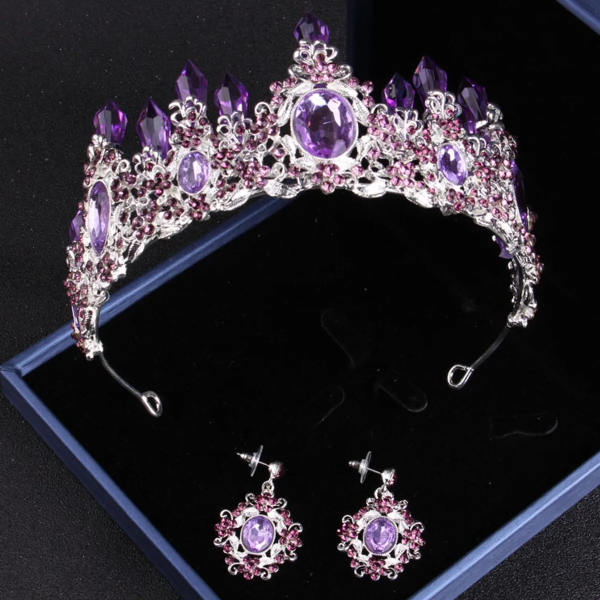 7.5cm High Handmade White Vintage Crystal Rhinestone Bridal Tiara Silver Purple Party Prom Wedding Hair Jewelry + Earring Set
7.5cm High Handmade White Vintage Crystal Rhinestone Bridal Tiara Silver Purple Party Prom Wedding Hair Jewelry + Earring Set