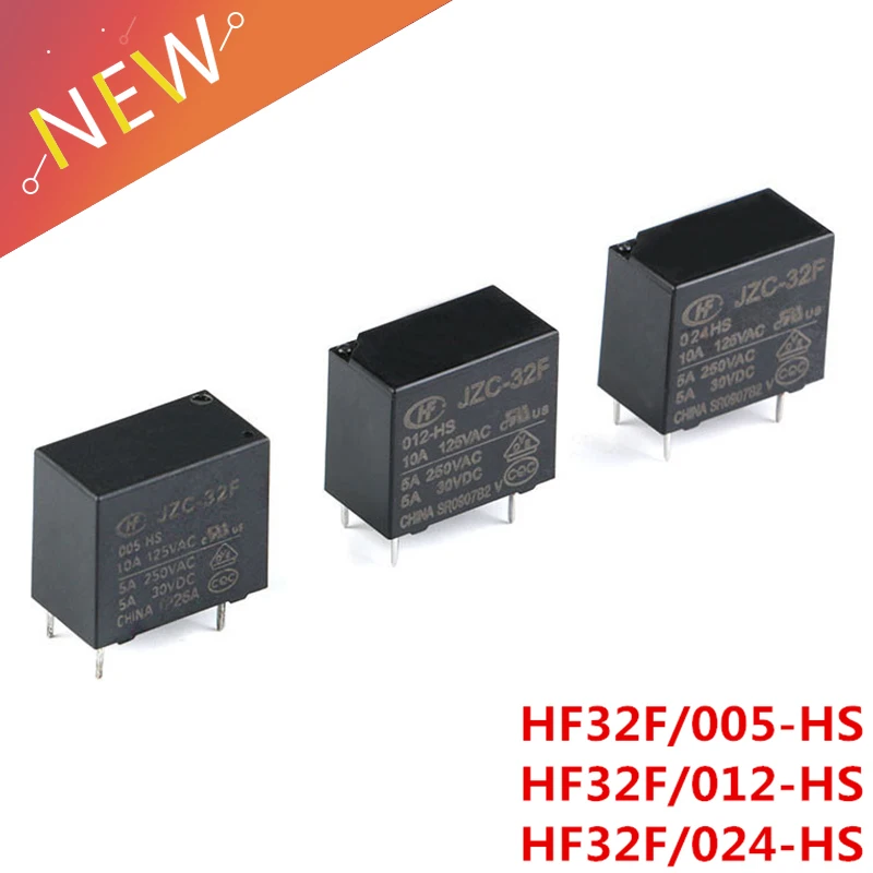 5 шт./лот реле мощности HF32F JZC 32F 005 HS 012 5A 250VAC 4PIN 5V 12V 24V|Реле| |