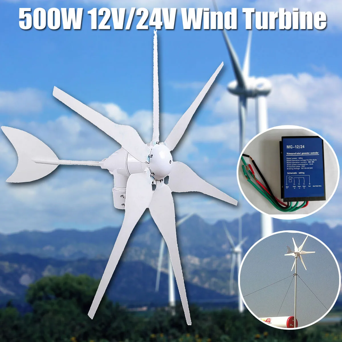 12V/24V 500W Generator Miniature Wind Turbines Energy Environmental 6 Blades Mini Wind Turbines Residential Home With Controller
12V/24V 500W Generator Miniature Wind Turbines Energy Environmental 6 Blades Mini Wind Turbines Residential Home With Controller