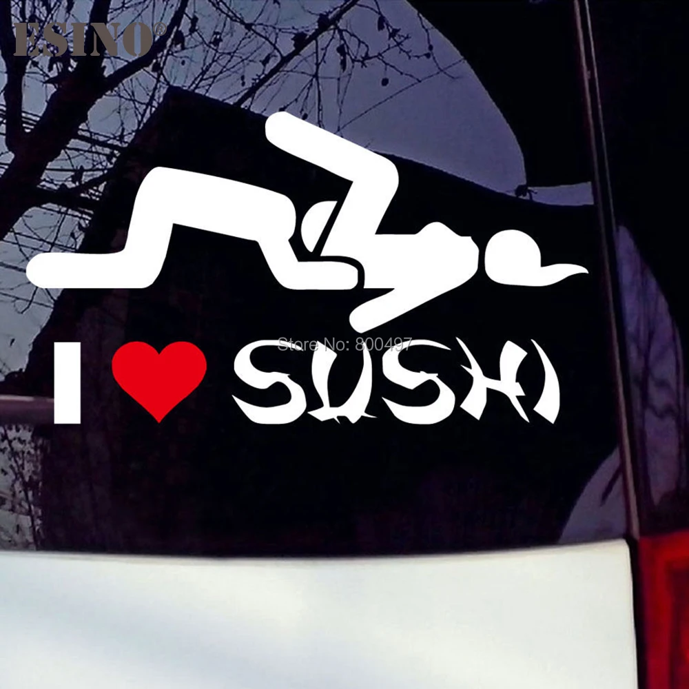 Забавный I Love Sushi креативный Авто Наклейка мультяшный автомобиль стикер а...