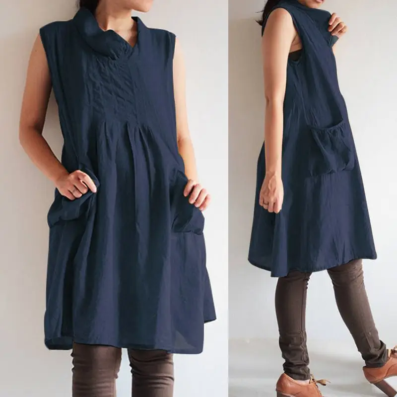 S-5XL Celmia Women Vintage Linen Shirt Dress 2019 Summer Casual Sleeveless Loose Solid Knee-Length Dress Pleated Party Vestidos
S-5XL Celmia Women Vintage Linen Shirt Dress 2019 Summer Casual Sleeveless Loose Solid Knee-Length Dress Pleated Party Vestidos