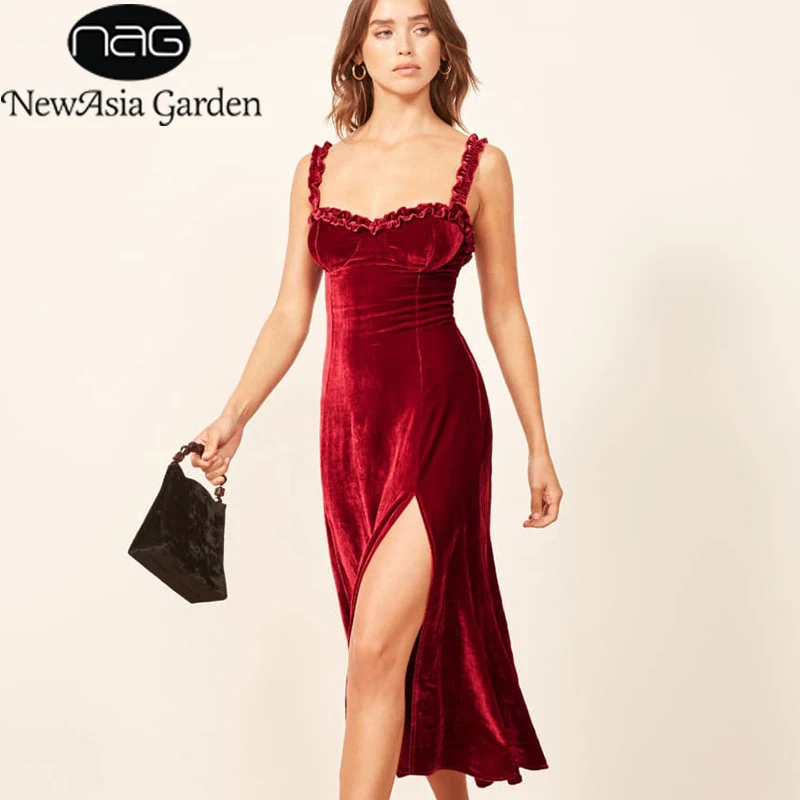 NewAsia Vintage Velvet Long Dress Women 2019 Spring Summer Ruffle Elegant Midi Party Dress Red Sexy Side Slit A-line Dress Brown
NewAsia Vintage Velvet Long Dress Women 2019 Spring Summer Ruffle Elegant Midi Party Dress Red Sexy Side Slit A-line Dress Brown