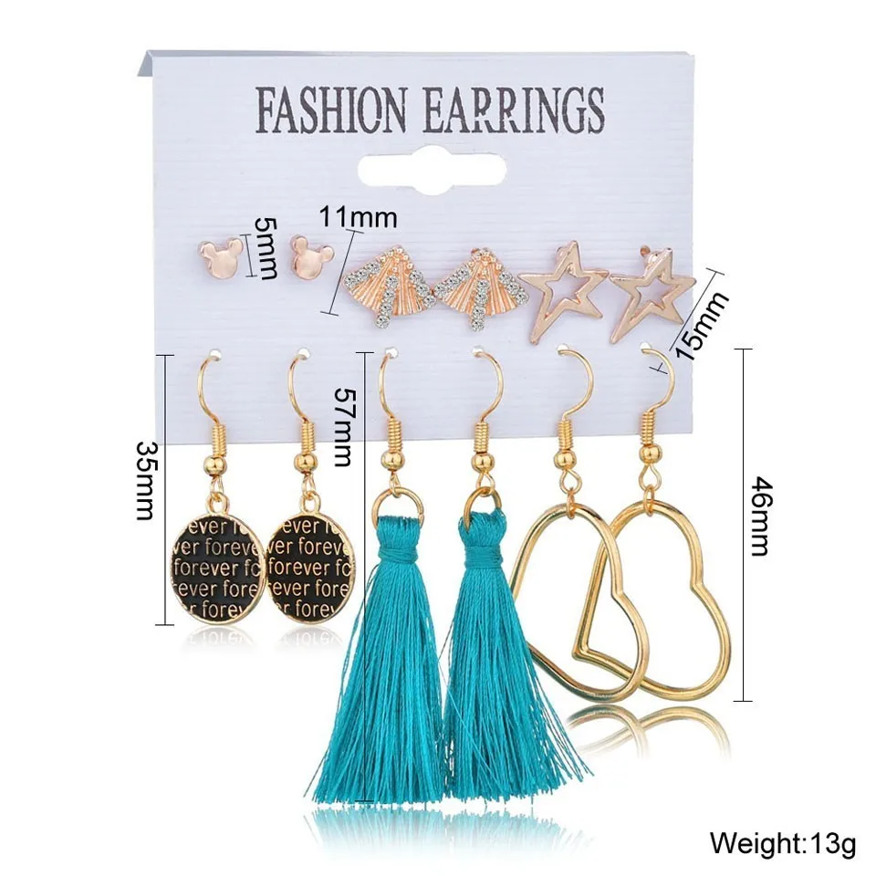 Korean Drop Earrings For Women Tassel Hallow Heart And Round Earrings Trendy Handmade Earing Wedding Jewelry 6Pairs/set
Korean Drop Earrings For Women Tassel Hallow Heart And Round Earrings Trendy Handmade Earing Wedding Jewelry 6Pairs/set