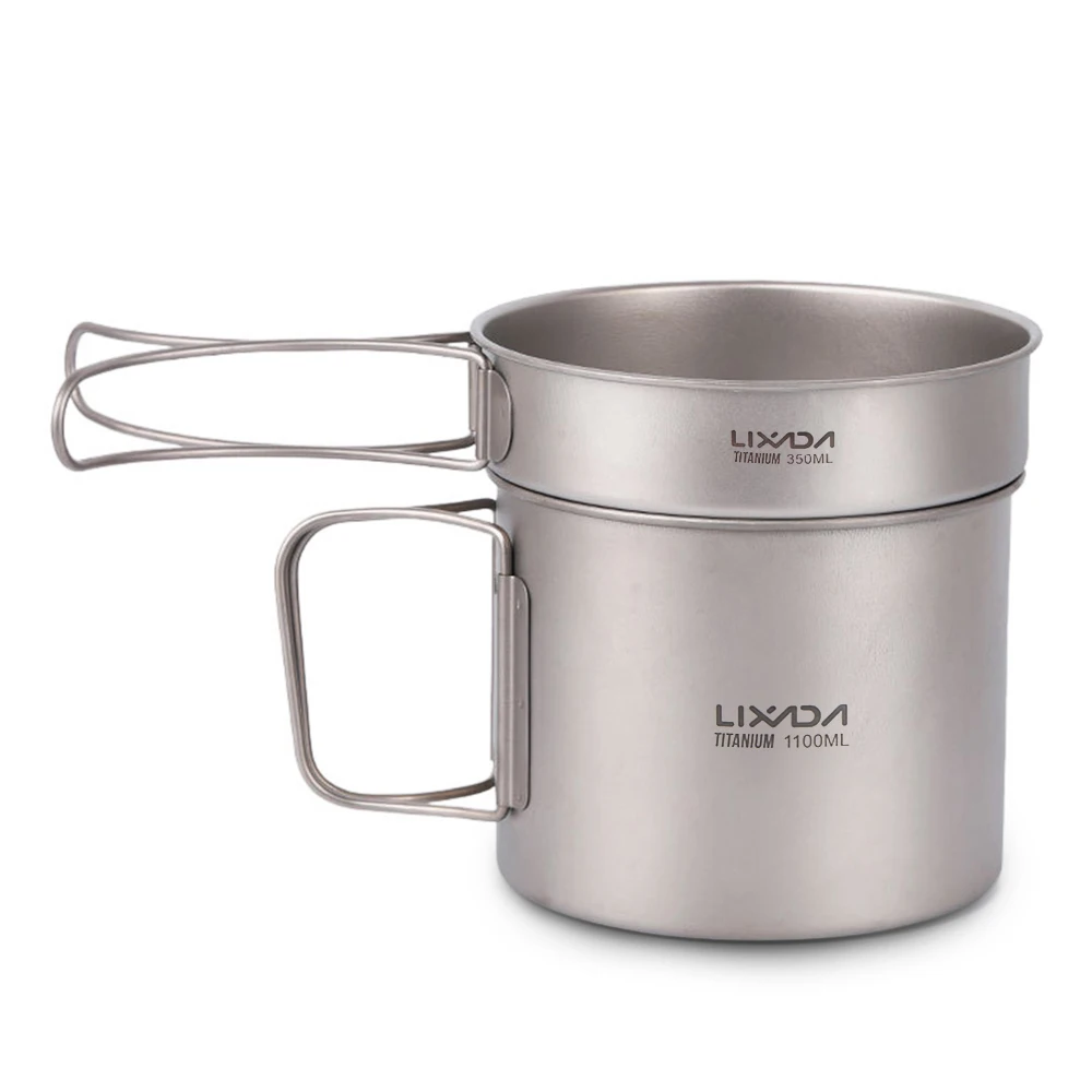Lixada Ultralight Titanium Pot Pan Cookset Outdoor Camping Cookware Set 900ml Pot and 350ml Fry Pan with Folding Handles
Lixada Ultralight Titanium Pot Pan Cookset Outdoor Camping Cookware Set 900ml Pot and 350ml Fry Pan with Folding Handles
