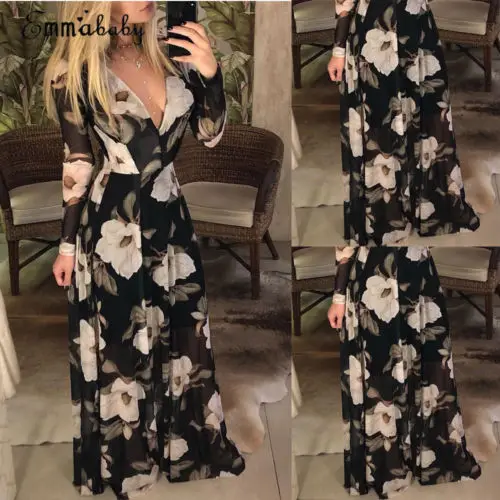 2019 Fashion Women's Floral Long Sleeve V Neck Maxi Dress Long Sleeve Evening Party Chiffon Beach Sundress
2019 Fashion Women's Floral Long Sleeve V Neck Maxi Dress Long Sleeve Evening Party Chiffon Beach Sundress
