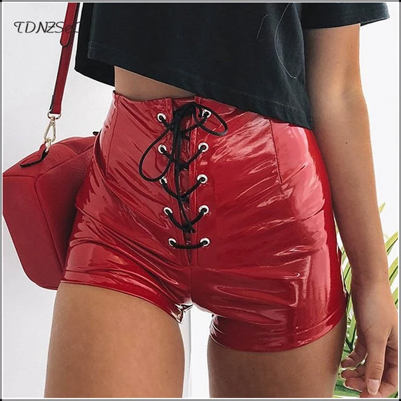 Women Sexy PU Patent Leather Bandage Skinny Shorts High Waist Lace Up PVC Latex Solid Color Package Hip Shorts Capris Nightclub
Women Sexy PU Patent Leather Bandage Skinny Shorts High Waist Lace Up PVC Latex Solid Color Package Hip Shorts Capris Nightclub