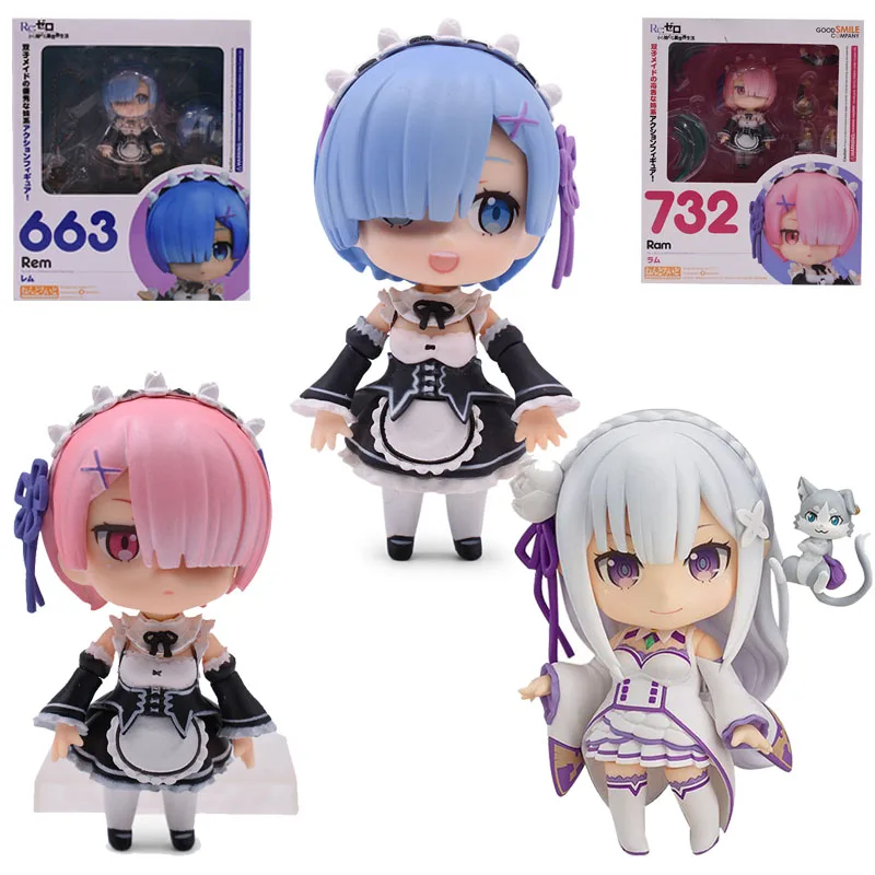 

10cm Q Version rem 663 Anime ram 732 Re Life in a different world from zero 751 figure Emilia action figure collection model toy