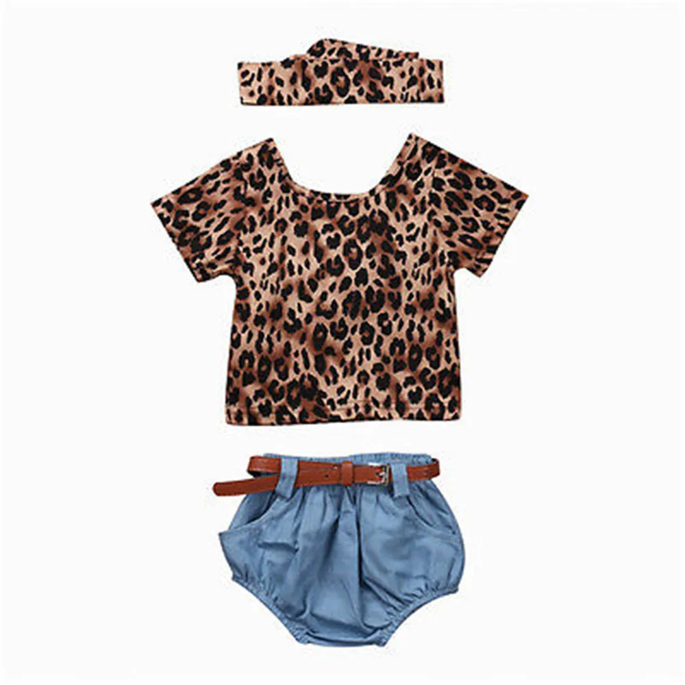 Children's New Leopard Cotton T-shirt + Denim Shorts + Headband Set 3 Piece Set Baby Girl Summer Fashion Casual Suit
Children's New Leopard Cotton T-shirt + Denim Shorts + Headband Set 3 Piece Set Baby Girl Summer Fashion Casual Suit
