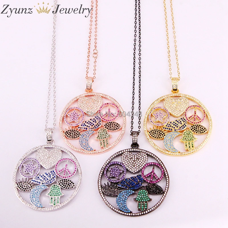 5pcs ZYZ333-5552 Micro Pave CZ Pendant Necklace, Hamsa Hand & Star & Moon & Heart Mix Patterns Chain Necklaces For Women Men
5pcs ZYZ333-5552 Micro Pave CZ Pendant Necklace, Hamsa Hand & Star & Moon & Heart Mix Patterns Chain Necklaces For Women Men