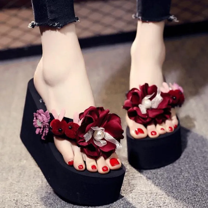 New super High heel flip flops Wedge Platform sandals Flower women's shoes Sweet non-slip beach shoes Heels Large size slippers
New super High heel flip flops Wedge Platform sandals Flower women's shoes Sweet non-slip beach shoes Heels Large size slippers