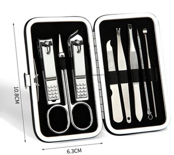 

50sets 8pcs/set Stainless steel Kit Nail Pedicure Set Art Care Scissor Tweezer Ear Pick Clipper Acne Needle Tool DHL