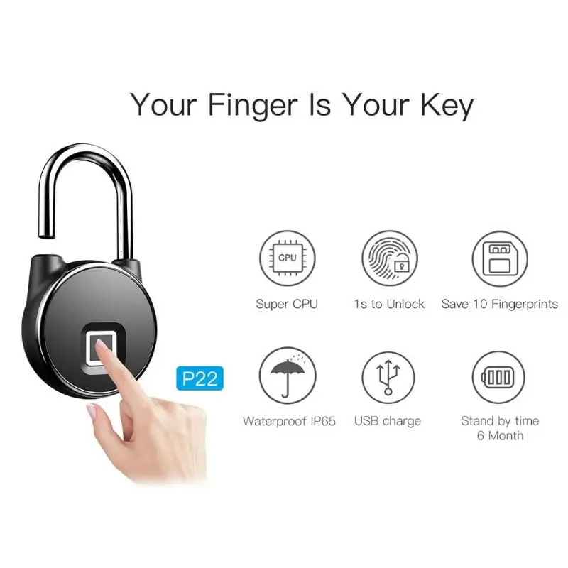 Anti Theft Fingerprint Waterproof Smart Key Lock Home Security Door Padlock School Dormitory Cabinet Fingerprint Lock
Anti Theft Fingerprint Waterproof Smart Key Lock Home Security Door Padlock School Dormitory Cabinet Fingerprint Lock