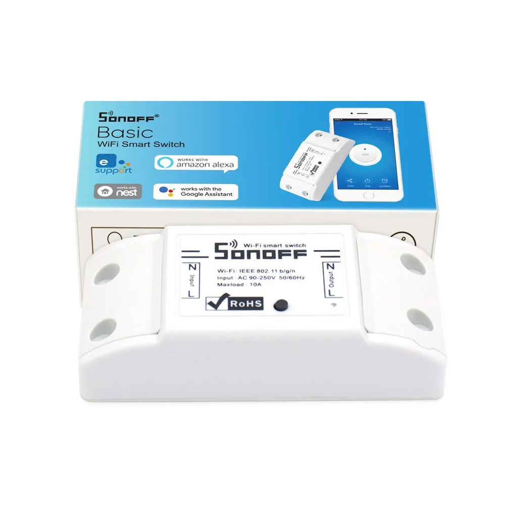 Factory Sonoff Basic Smart Switch Universal type WiFi Outlet Plug DIY Module smart home domotic works with Alexa Google Home
Factory Sonoff Basic Smart Switch Universal type WiFi Outlet Plug DIY Module smart home domotic works with Alexa Google Home