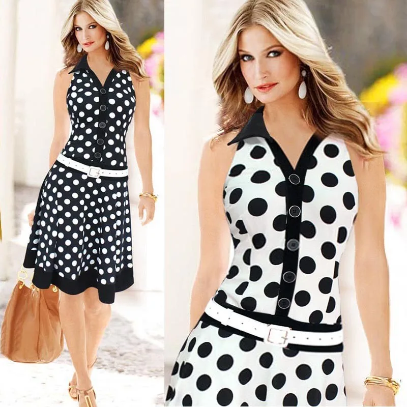 2019 Autumn Chiffon Shirt Dresses Office Polka Dot Vintage Dress Women Sleeveless Spring Midi Floral Dress Female
2019 Autumn Chiffon Shirt Dresses Office Polka Dot Vintage Dress Women Sleeveless Spring Midi Floral Dress Female