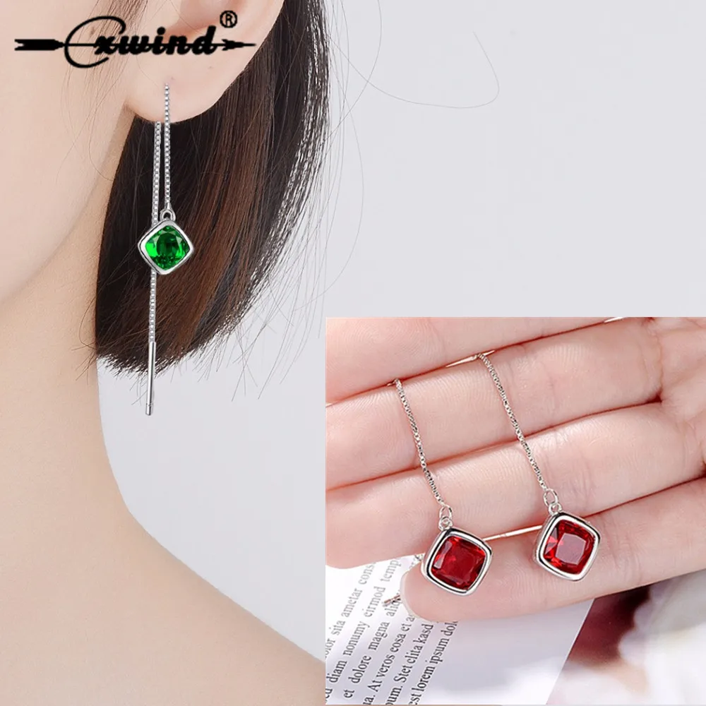 Cxwind Simple Rhombus Green Red Crystal Girl Earrings Female Personality Chain Link Cubic Zircon Earrings For Women Brincos
Cxwind Simple Rhombus Green Red Crystal Girl Earrings Female Personality Chain Link Cubic Zircon Earrings For Women Brincos