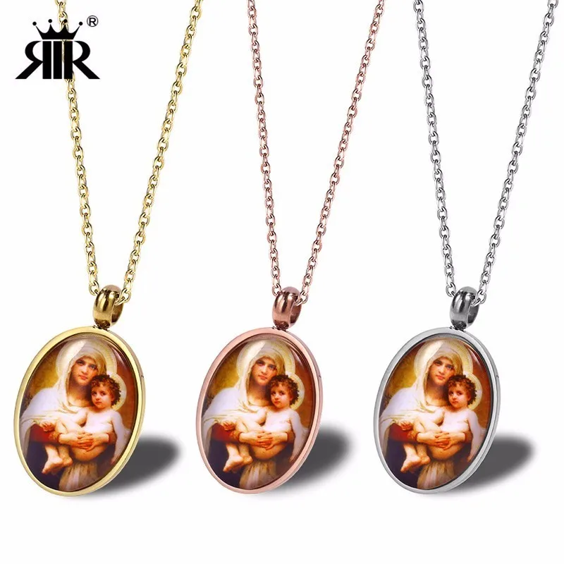 RIR Stainless Steel Mother Virgin Mary Jesus Christian Pendant Necklace Holy Creative Jewellery Art Necklaces
RIR Stainless Steel Mother Virgin Mary Jesus Christian Pendant Necklace Holy Creative Jewellery Art Necklaces
