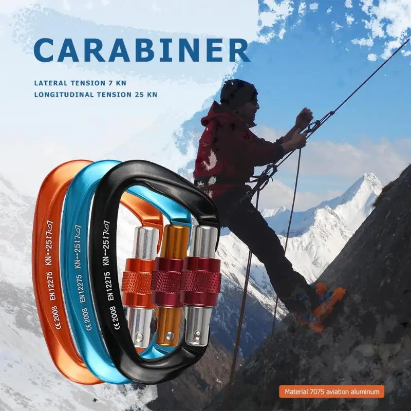 25KN Professional Carabiner D Shape Climbing buckle Security Safety Master Lock Outdoor Rock Climbing Buckle Equipment
25KN Professional Carabiner D Shape Climbing buckle Security Safety Master Lock Outdoor Rock Climbing Buckle Equipment