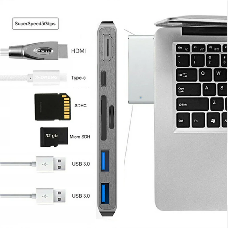 USB-C Aluminum USB C Hub To HDMI 4K Type C Hub 3.0 Splitter Adapter TF Micro SD Card Reader for imac for Macbook pro 2015 2016
USB-C Aluminum USB C Hub To HDMI 4K Type C Hub 3.0 Splitter Adapter TF Micro SD Card Reader for imac for Macbook pro 2015 2016