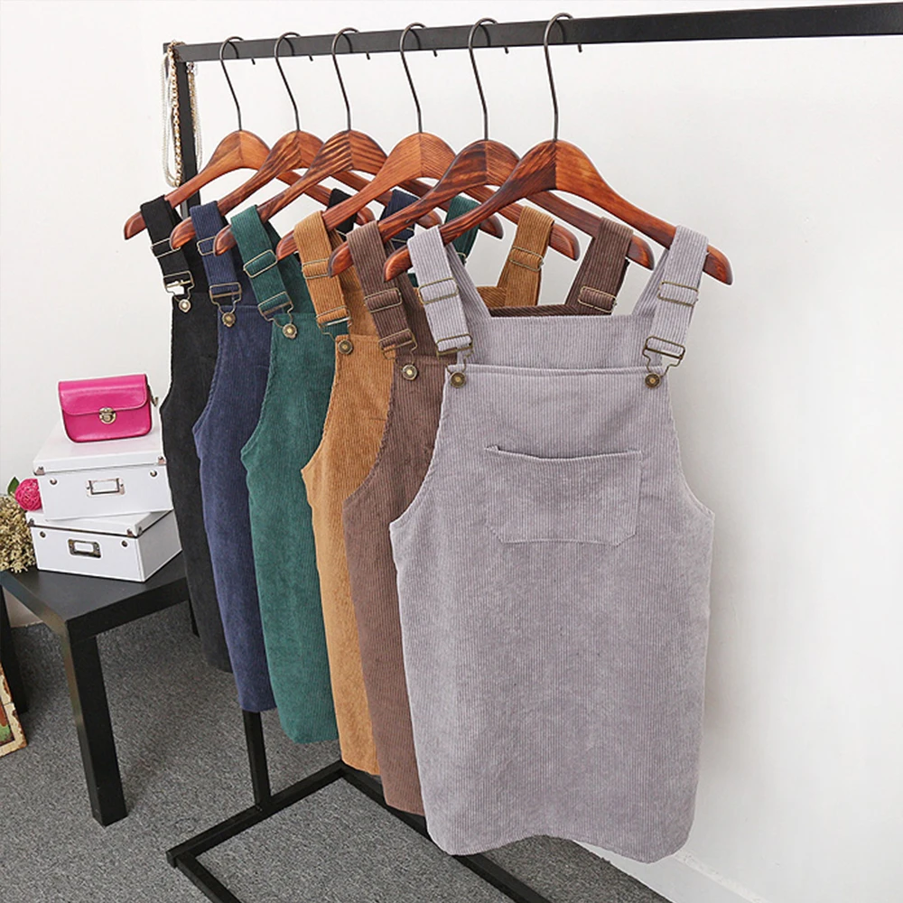 Retro Solid Corduroy Dresses For Women Suspender Sundress Sarafan Loose Vest Overall Dress Female Ladies Clothes Preppy Style
Retro Solid Corduroy Dresses For Women Suspender Sundress Sarafan Loose Vest Overall Dress Female Ladies Clothes Preppy Style