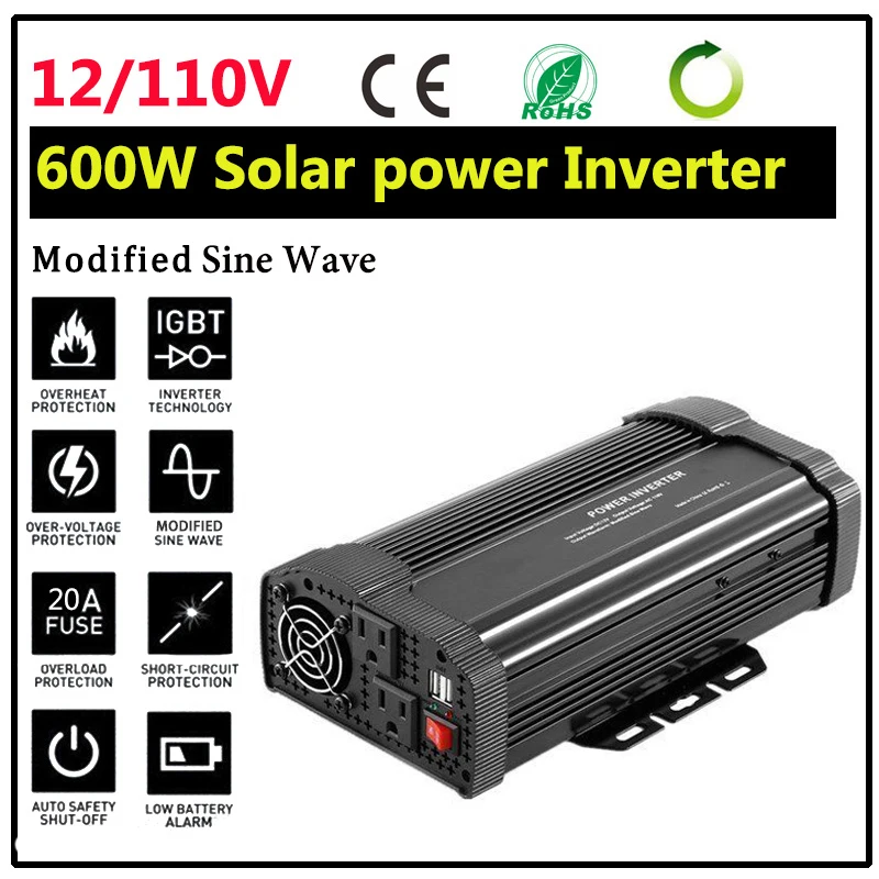 New Solar Power Inverter 1200W 12V DC 110V AC Modified Sine Wave Converter Charger Converter Steady Durable Vehicle Power Supply
New Solar Power Inverter 1200W 12V DC 110V AC Modified Sine Wave Converter Charger Converter Steady Durable Vehicle Power Supply