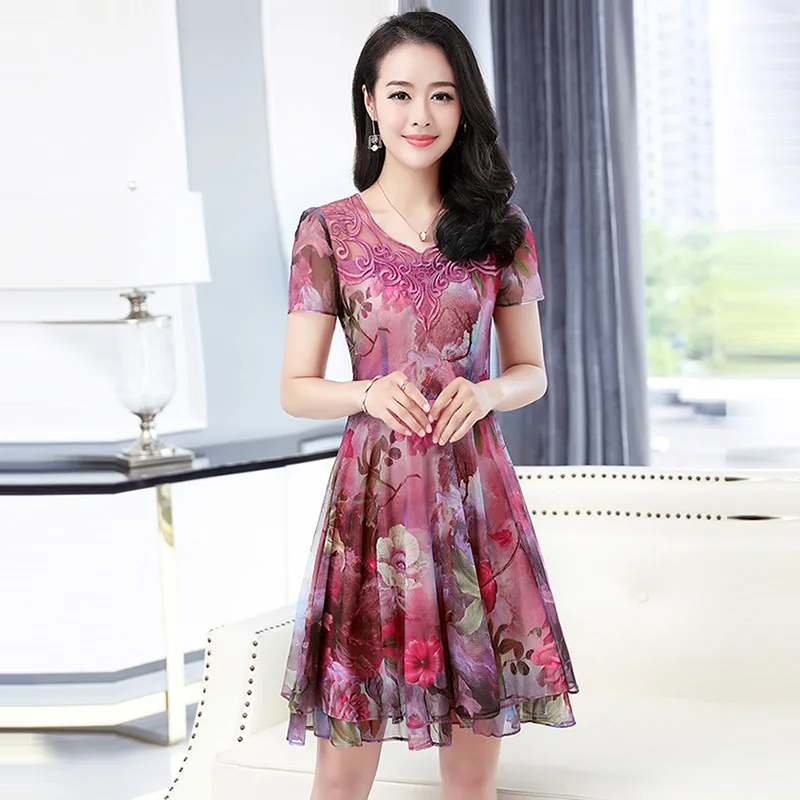 Summer Womens Floral Printed Dress New 2019 Ladies V-Neck Chiffon Dresses Short Sleeve Party Dress Vestidos Plus Size
Summer Womens Floral Printed Dress New 2019 Ladies V-Neck Chiffon Dresses Short Sleeve Party Dress Vestidos Plus Size