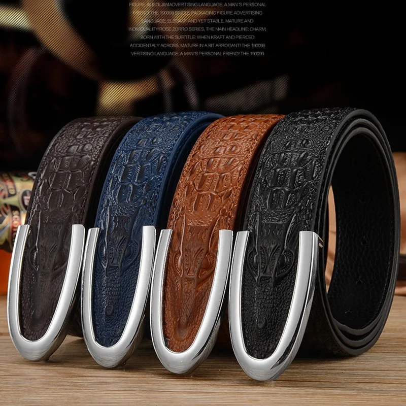 U Smooth Buckle Men Belt Cowhide Genuine Business Casual Luxury Snake Pattern Belts Alligator Lines Gift For Men
U Smooth Buckle Men Belt Cowhide Genuine Business Casual Luxury Snake Pattern Belts Alligator Lines Gift For Men