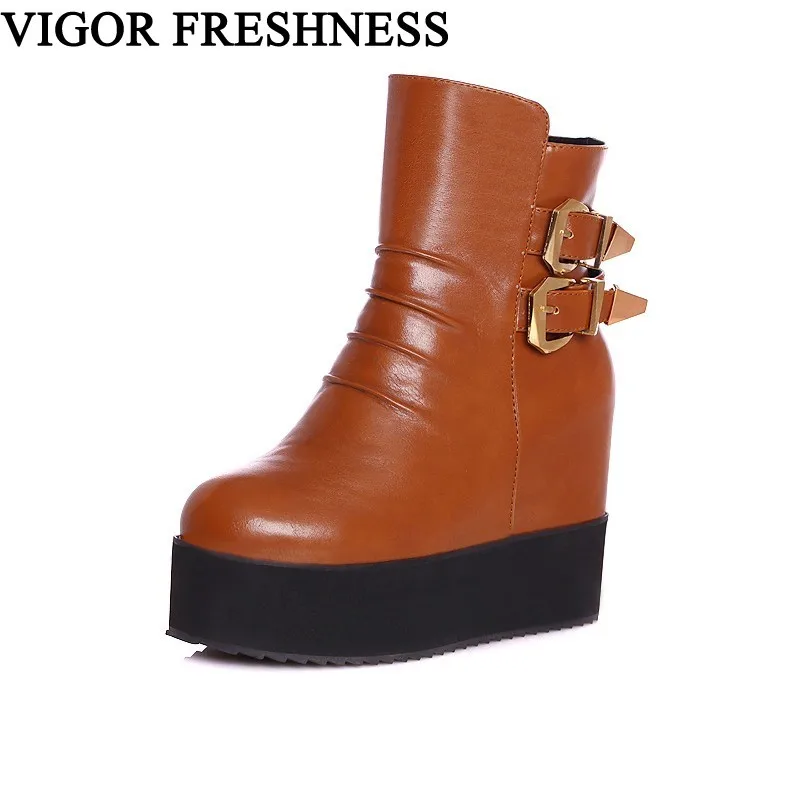 VIGOR FRESHNESS Women Ankle Boots Winter Shoes Woman Platform Boots Height Increasing Shoes Autumn High Heels Boots 11CM MY89
VIGOR FRESHNESS Women Ankle Boots Winter Shoes Woman Platform Boots Height Increasing Shoes Autumn High Heels Boots 11CM MY89