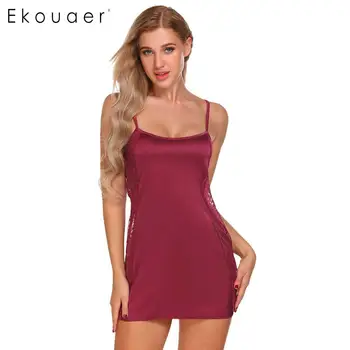 Ekouaer Women Sexy Satin Nightgown Chemise Nighty Dress Sleepwear Sheer Lace Patchwork Nightwear with G-String Nightdress
Ekouaer Women Sexy Satin Nightgown Chemise Nighty Dress Sleepwear Sheer Lace Patchwork Nightwear with G-String Nightdress