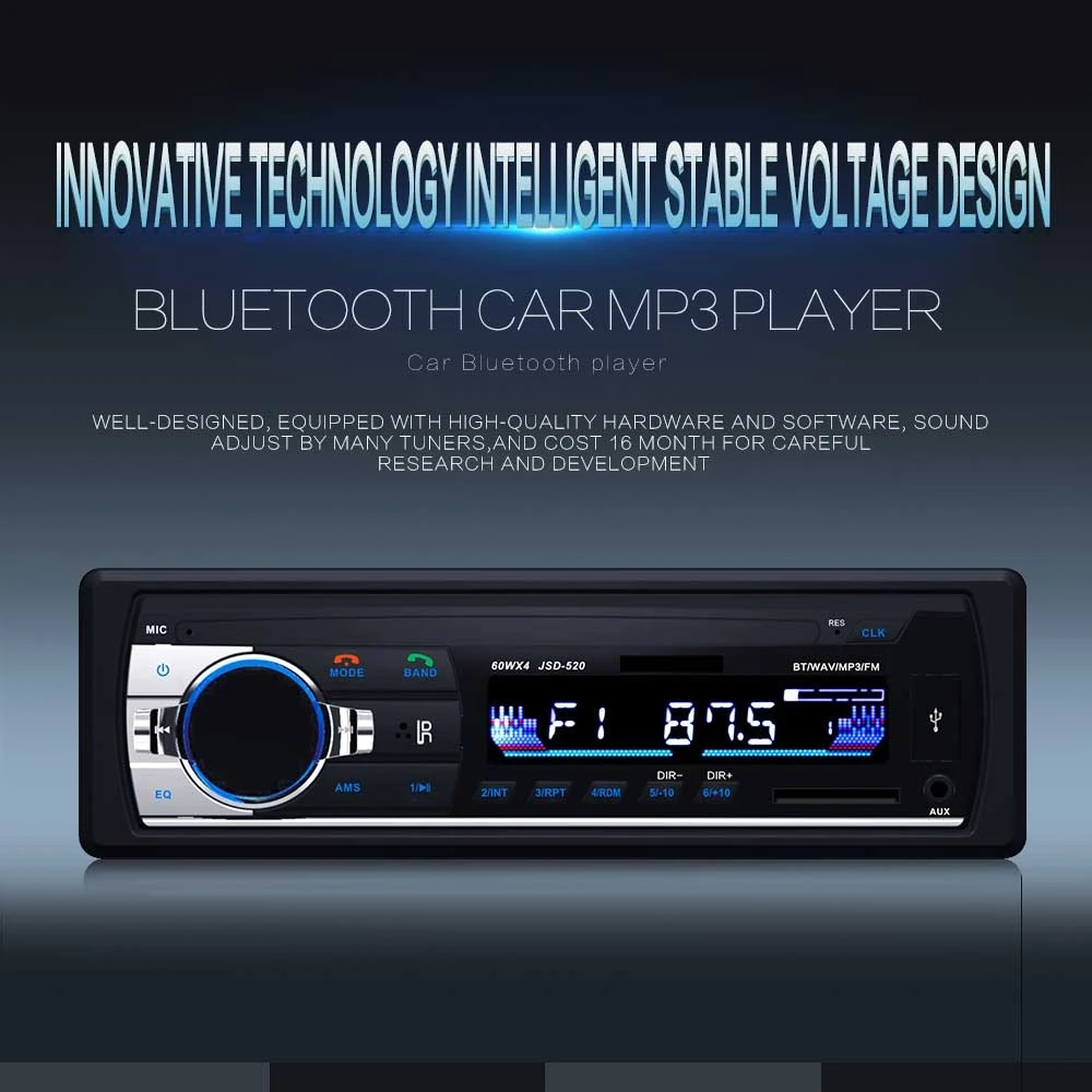 

HEVXM Bluetooth Auto radio Car Stereo Radio FM Aux Input Receiver SD USB JSD-520 12V In-dash 1 din Car MP3 Multimedia Player
