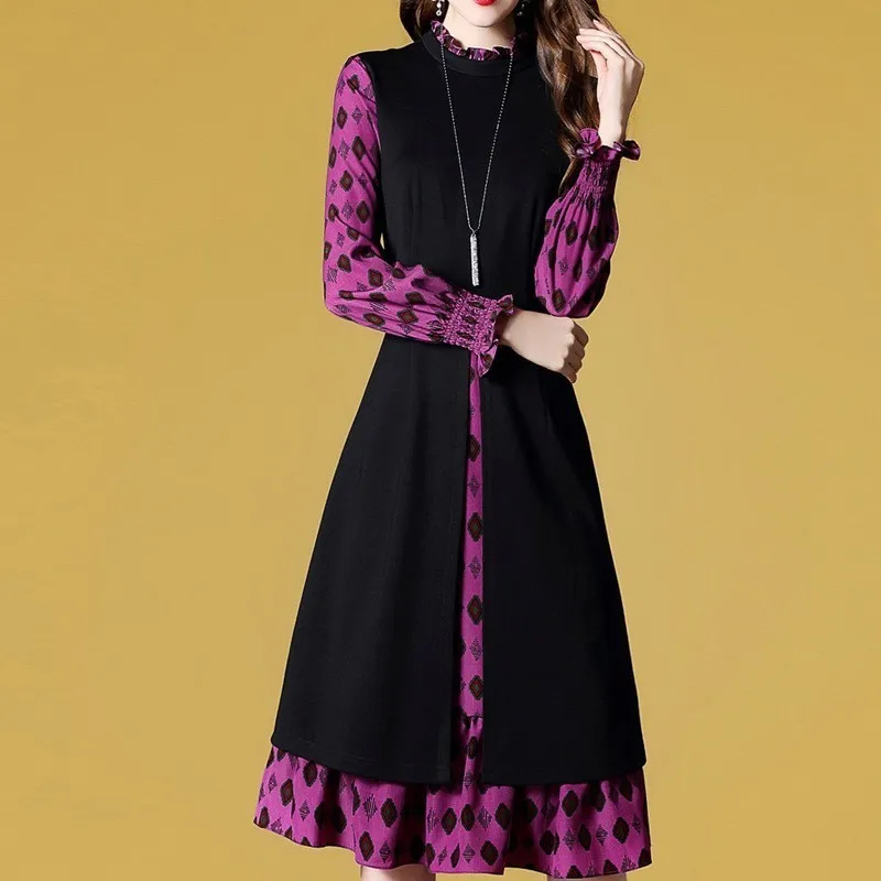 Women Spring and Autumn Dress fashion Fake Two Piece Suits Dress 2019 New Round Neck Ladies dress For Female black AS217
Women Spring and Autumn Dress fashion Fake Two Piece Suits Dress 2019 New Round Neck Ladies dress For Female black AS217