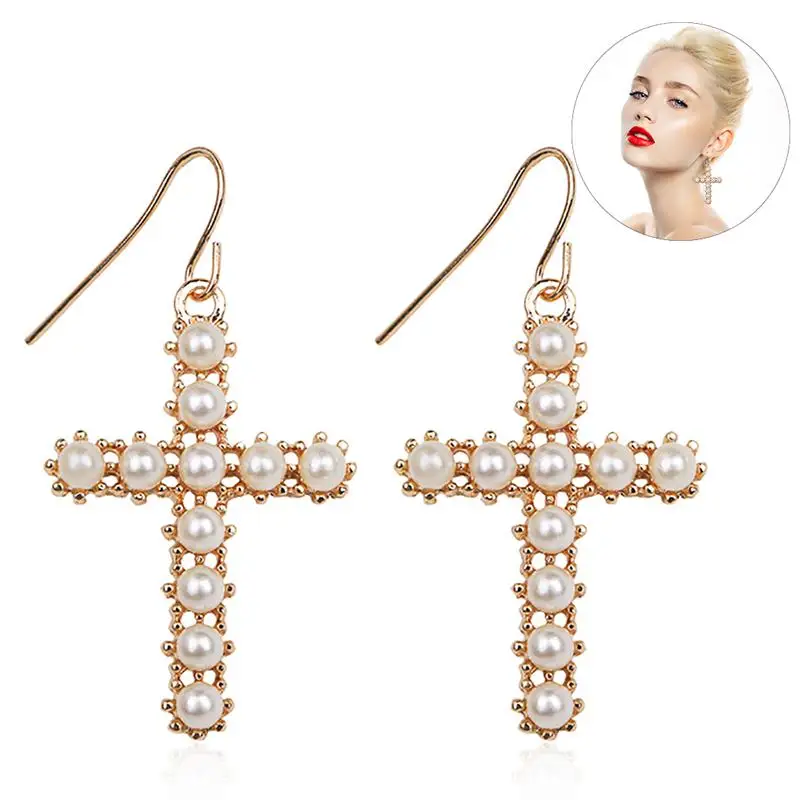Beautiful Romance Women's Earrings Fashion Cross Pearl Decor Alloy Dangle Earrings Drop Earrings Clothing Accessories
Beautiful Romance Women's Earrings Fashion Cross Pearl Decor Alloy Dangle Earrings Drop Earrings Clothing Accessories