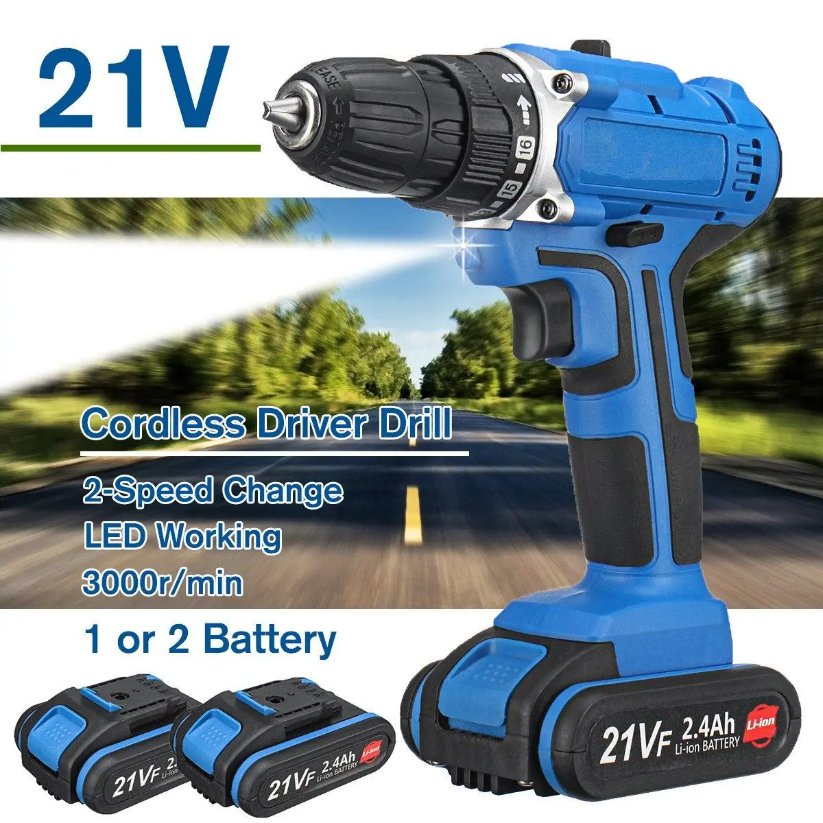 2 Batteries 21V Cordless Drill Electric Screwdriver Impact Drill Power Driver 3000 r/min 3 in 1 Switch Electric Hand Drill
2 Batteries 21V Cordless Drill Electric Screwdriver Impact Drill Power Driver 3000 r/min 3 in 1 Switch Electric Hand Drill