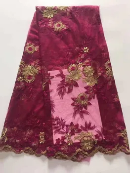 red French Lace Fabric With Flower Embroidered Tulle Lace Trim 2019 Wholesale African Negerian Lace Fabric 5yard/lot
red French Lace Fabric With Flower Embroidered Tulle Lace Trim 2019 Wholesale African Negerian Lace Fabric 5yard/lot