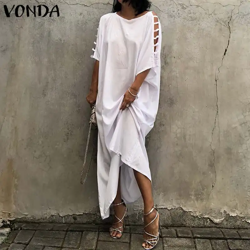 VONDA Women Sexy Off shoulder Dress 2019 Half Batwing Sleeve Hollow Out White Long Dress Holiday Summer Spring Casual Vestidos
VONDA Women Sexy Off shoulder Dress 2019 Half Batwing Sleeve Hollow Out White Long Dress Holiday Summer Spring Casual Vestidos