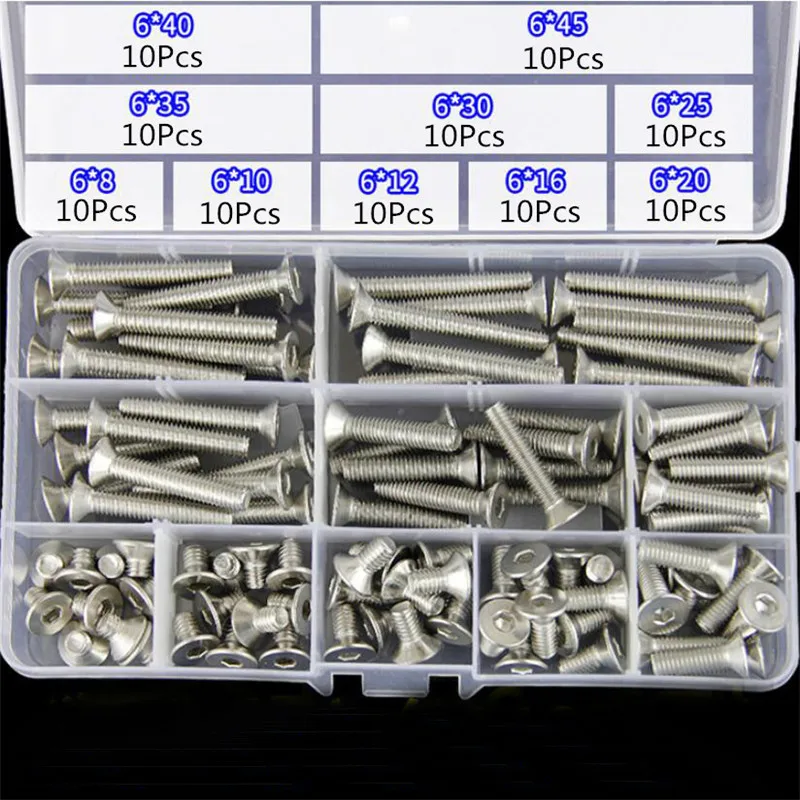 100pcs Assorted Lengths M8 A2 Stainless Steel Socket Button Screws Kit