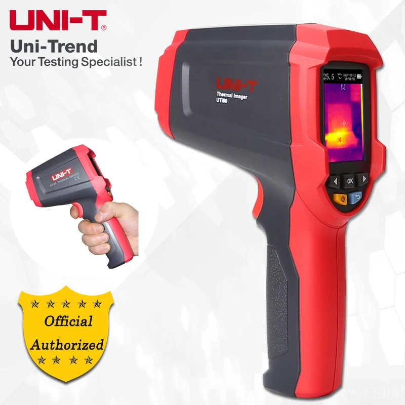 UNI-T UTi80 Thermal Imager; Dual laser infrared thermal imaging thermometer; adjustable emissivity, data storage, USB connection
UNI-T UTi80 Thermal Imager; Dual laser infrared thermal imaging thermometer; adjustable emissivity, data storage, USB connection