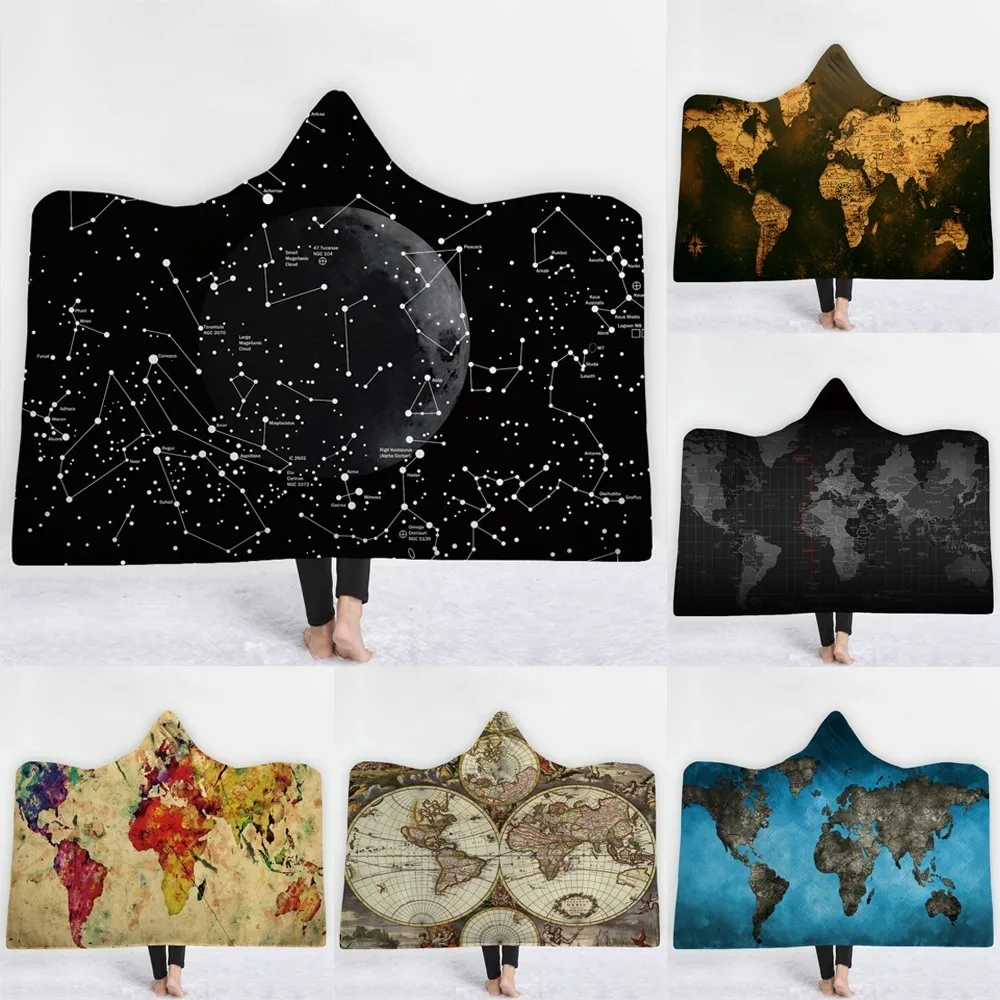 World Map Starry Sky Hooded Blanket Thickening Cloak Magic Siesta Wear Sofa/bed/plane Travel Bedding Throw Blanket In Cap Warm
World Map Starry Sky Hooded Blanket Thickening Cloak Magic Siesta Wear Sofa/bed/plane Travel Bedding Throw Blanket In Cap Warm