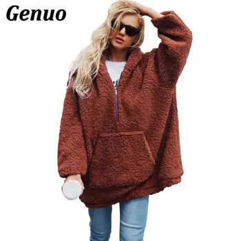 Genuo Faux Fur Hoodies Zipper Hooeded Sweatshirt Women Elegant Long Sleeve Loose Pocket Pullover High Quality Christmas Hoodies 
Genuo Faux Fur Hoodies Zipper Hooeded Sweatshirt Women Elegant Long Sleeve Loose Pocket Pullover High Quality Christmas Hoodies