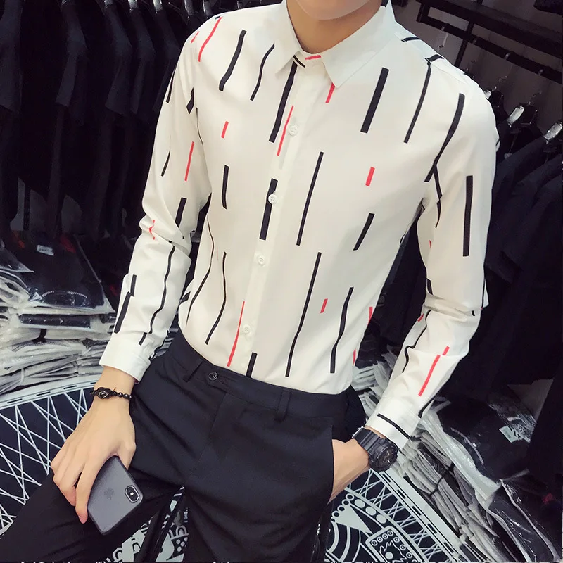 Stripe Print Men Shirt Fashion Long Sleeve Slim Fit business casual men's banquet Night Club Dress Shirts Male Plus Size 5xl
Stripe Print Men Shirt Fashion Long Sleeve Slim Fit business casual men's banquet Night Club Dress Shirts Male Plus Size 5xl