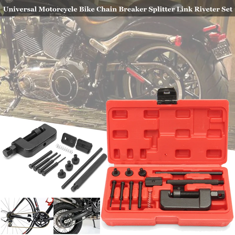 Motorcycle Bike Chain Splitter Breaker Riveting Tool Heavy Duty Link O-Ring For Bike Bicycle Repair Set Tool Kit 428/430/520/525
Motorcycle Bike Chain Splitter Breaker Riveting Tool Heavy Duty Link O-Ring For Bike Bicycle Repair Set Tool Kit 428/430/520/525