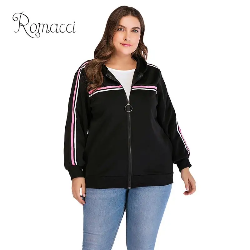Romacci Women Plus Size Tracksuit 4XL Hooded Zip Up Sweatshirt Striped Sporty Jacket Autumn Winter Casual Ladies Coat Outwear
Romacci Women Plus Size Tracksuit 4XL Hooded Zip Up Sweatshirt Striped Sporty Jacket Autumn Winter Casual Ladies Coat Outwear