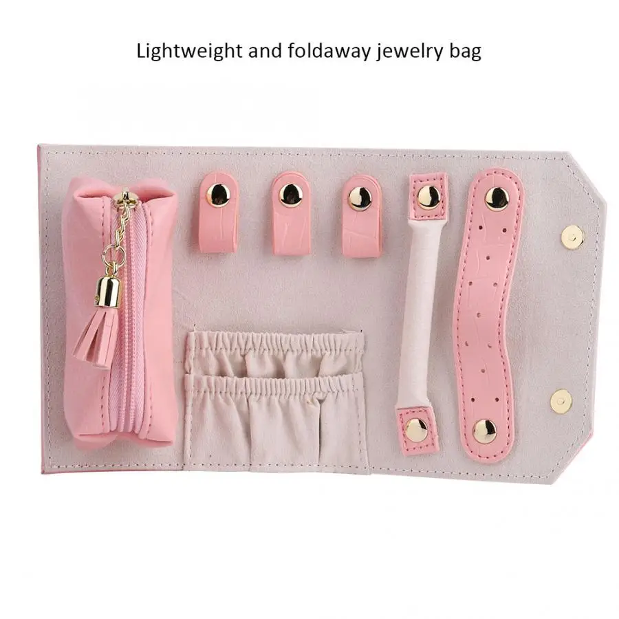 Elegant PU Leather Portable Jewelry Storage Roll Bag Organizer for Traveling Pink Box For Jewelry or Accessories
Elegant PU Leather Portable Jewelry Storage Roll Bag Organizer for Traveling Pink Box For Jewelry or Accessories