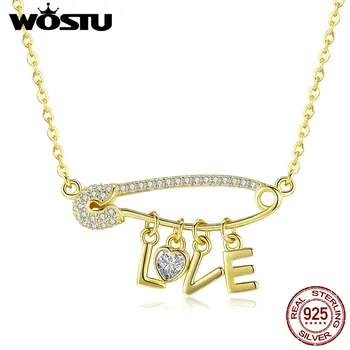 WOSTU 100% 925 Sterling Silver LOVE Letter Gold Color Pendant Necklaces Zircon Long Chain For Women Wedding Party Jewelry CQN324
WOSTU 100% 925 Sterling Silver LOVE Letter Gold Color Pendant Necklaces Zircon Long Chain For Women Wedding Party Jewelry CQN324