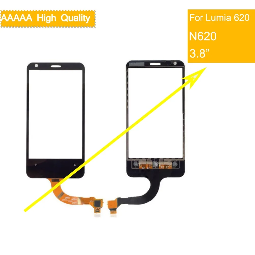 10pcs N620 touch screen For Nokia Lumia 620 TouchScreen Sensor Digitizer Glass Front Panel replacement for Lumia620 black | Мобильные