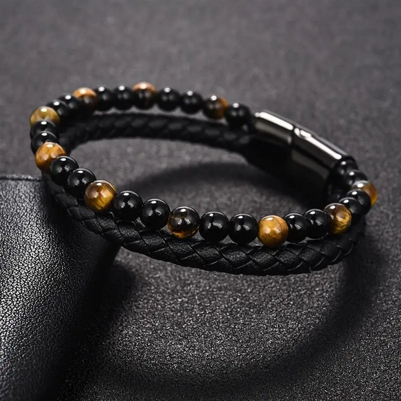 Jiayiqi 4 Models Genuine Leather 6MM Natural Stone Men Bracelet Black Magnetic Buckle Bangle 18.5/20.5/22cm Male Jewelry Gift
Jiayiqi 4 Models Genuine Leather 6MM Natural Stone Men Bracelet Black Magnetic Buckle Bangle 18.5/20.5/22cm Male Jewelry Gift