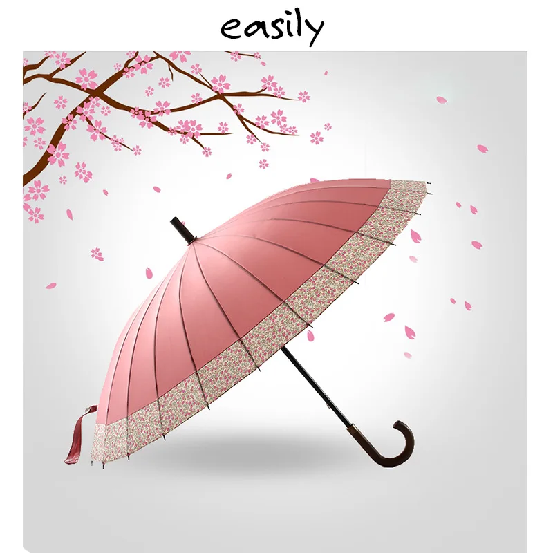 A Generation of Fat Easily Japanese-Style Beautiful 24 Bone Cherry Blossom Solid Wood Handle Long Rod Automatic Umbrella Creativ
A Generation of Fat Easily Japanese-Style Beautiful 24 Bone Cherry Blossom Solid Wood Handle Long Rod Automatic Umbrella Creativ