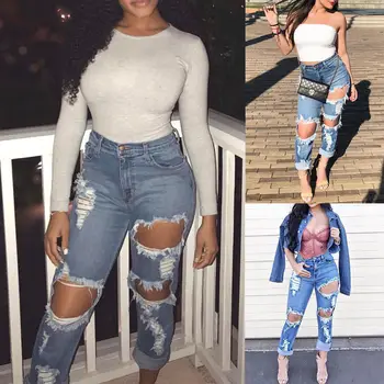 HIRIGIN Fashion Women High Waist Jeans Ripped Distressed Slim Denim Pants Trouser Plus Size Suits
HIRIGIN Fashion Women High Waist Jeans Ripped Distressed Slim Denim Pants Trouser Plus Size Suits